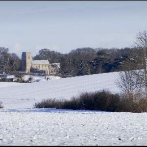 Barking Church in the snow